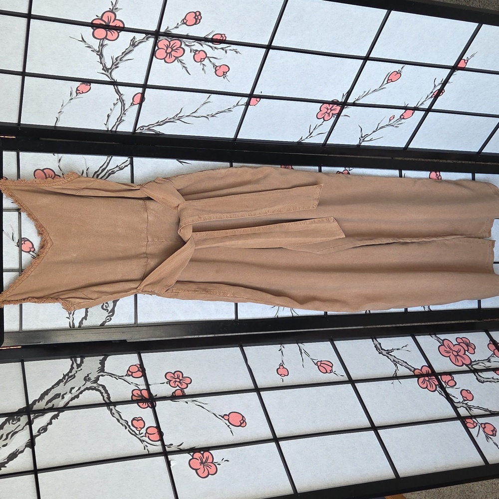Cloth & Stone Tan Maxi Fringe Romper Size XS